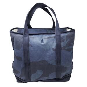 Johnnie-O Tote Bag Blue Camouflage Large Beachbag Zip Top Canvas